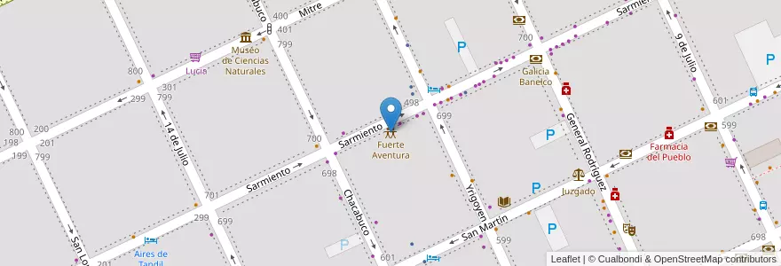 Mapa de ubicacion de Fuerte Aventura en Arjantin, Buenos Aires, Partido De Tandil, Tandil.