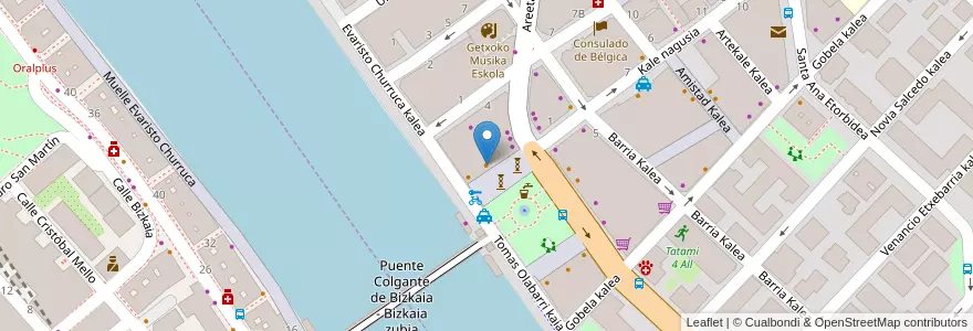 Mapa de ubicacion de Fugu Las Arenas en İspanya, Bask Bölgesi, Bizkaia, Bilboaldea, Getxo.