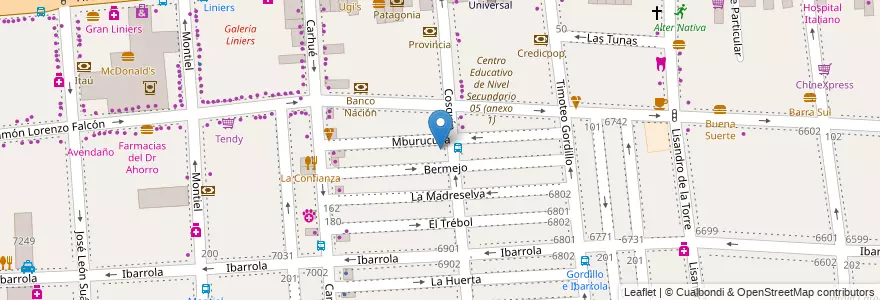 Mapa de ubicacion de Fundación CYCArte, Liniers en 阿根廷, Ciudad Autónoma De Buenos Aires, Comuna 9, 布宜诺斯艾利斯.