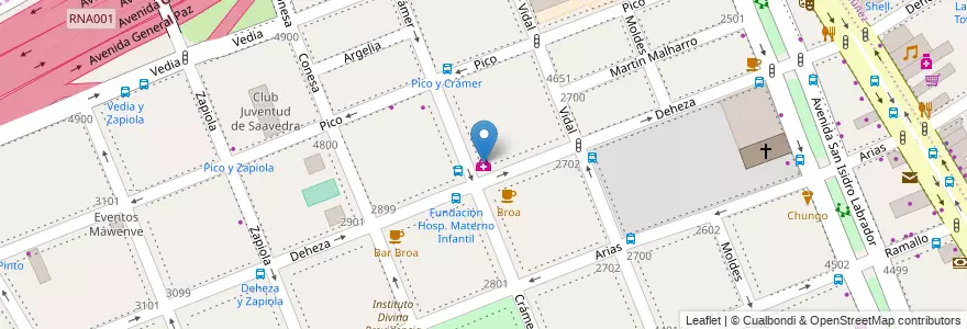 Mapa de ubicacion de Fundación Hospitalaria Materno Infantil, Saavedra en آرژانتین, Ciudad Autónoma De Buenos Aires, Comuna 12, Buenos Aires, Vicente López.