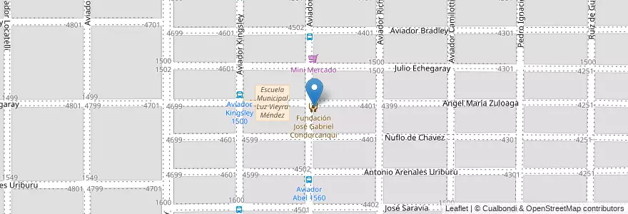 Mapa de ubicacion de Fundación José Gabriel Condorcanqui en アルゼンチン, コルドバ州, Departamento Capital, Pedanía Capital, Córdoba, Municipio De Córdoba.