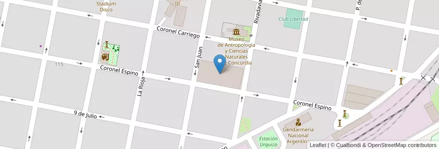 Mapa de ubicacion de Fundación María de la Concordia en Argentina, Provincia Di Entre Ríos, Departamento Concordia, Distrito Suburbios, Concordia, Concordia.