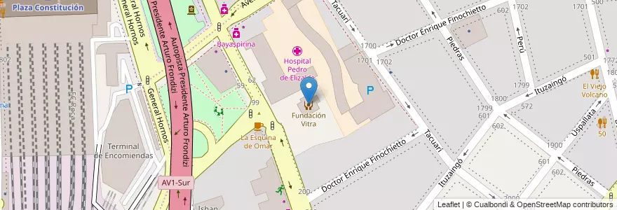 Mapa de ubicacion de Fundación Vitra, Barracas en Arjantin, Ciudad Autónoma De Buenos Aires, Comuna 4, Buenos Aires.