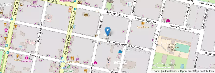 Mapa de ubicacion de Funes Art en 阿根廷, Santa Fe, Departamento Rosario, Municipio De Funes, Funes.