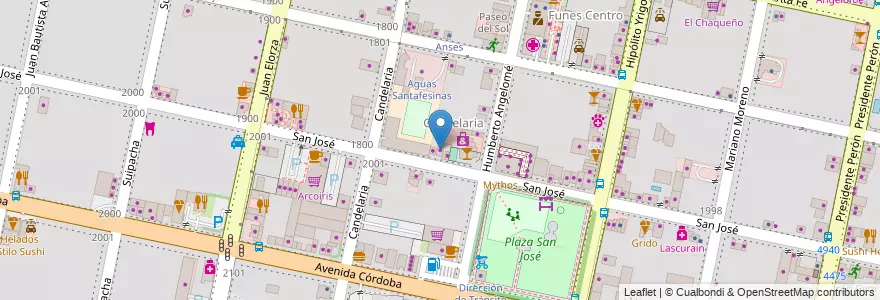 Mapa de ubicacion de Funes Bikes en アルゼンチン, サンタフェ州, Departamento Rosario, Municipio De Funes, Funes.