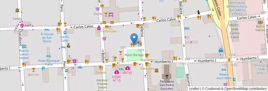 Mapa de ubicacion de Funes Birrería, San Telmo en 아르헨티나, Ciudad Autónoma De Buenos Aires, Comuna 1, 부에노스아이레스.