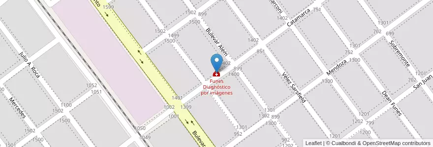Mapa de ubicacion de Funes Diagnóstico por imágenes en 阿根廷, Córdoba, Departamento Río Segundo, Pedanía Pilar, Municipio De Río Segundo, Río Segundo.