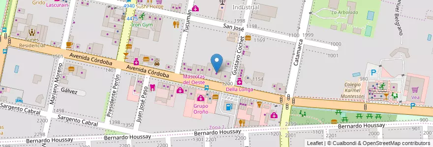 Mapa de ubicacion de Funes Outlet en アルゼンチン, サンタフェ州, Departamento Rosario, Municipio De Funes, Funes.