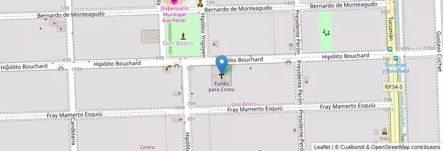 Mapa de ubicacion de Funes para Cristo en 아르헨티나, Santa Fe, Departamento Rosario, Municipio De Funes, Funes.