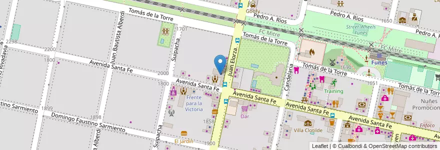 Mapa de ubicacion de FunesCoop en 阿根廷, Santa Fe, Departamento Rosario, Municipio De Funes, Funes.