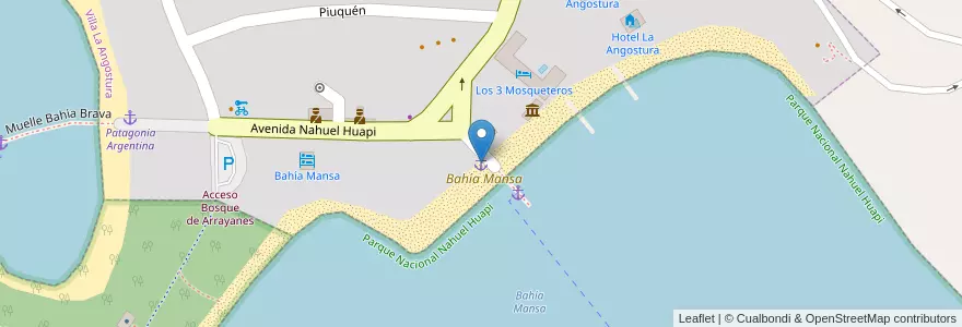 Mapa de ubicacion de Futaleufú en アルゼンチン, チリ, ネウケン州, Departamento Los Lagos, Villa La Angostura.