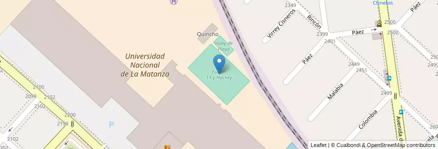 Mapa de ubicacion de Futbol 11 y Hockey en Argentinien, Provinz Buenos Aires, Partido De La Matanza, San Justo.