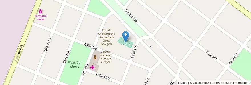 Mapa de ubicacion de Futbol 4 - 5 - 6 en アルゼンチン, ブエノスアイレス州, Partido De Berazategui, Juan María Gutiérrez.
