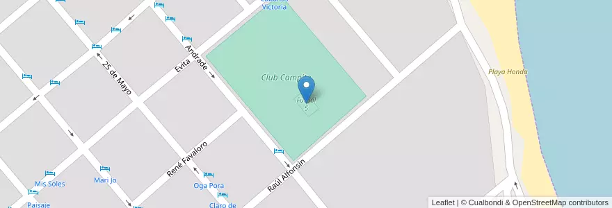 Mapa de ubicacion de Fútbol 5 en Arjantin, Entre Ríos, Departamento Colón, Distrito Primero, Colón.