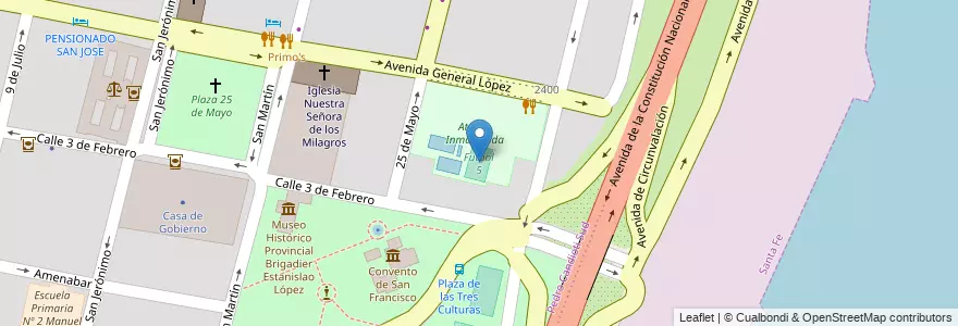 Mapa de ubicacion de Futbol 5 en Argentinië, Santa Fe, Departamento La Capital, Santa Fe Capital, Santa Fe.