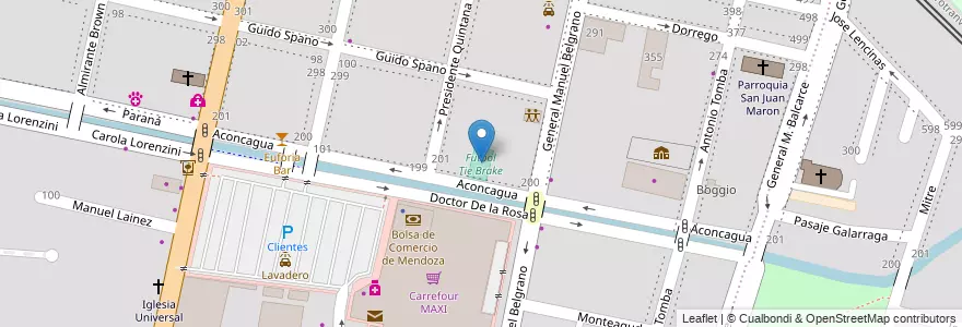 Mapa de ubicacion de Futbol Tie Brake en 阿根廷, 智利, Mendoza, Godoy Cruz, Departamento Godoy Cruz, Distrito Ciudad De Godoy Cruz.