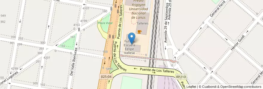 Mapa de ubicacion de Futura Escuela Felipe Vallese en アルゼンチン, ブエノスアイレス州, Partido De Lanús, Remedios De Escalada.