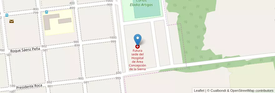 Mapa de ubicacion de Futura sede del Hospital de Área Concepción de la Sierra en アルゼンチン, ミシオネス州, Departamento Concepción, Municipio De Concepción De La Sierra.