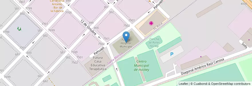 Mapa de ubicacion de Futuro Hospital Municipal en Arjantin, Buenos Aires, Partido De General Pueyrredón, Mar Del Plata.