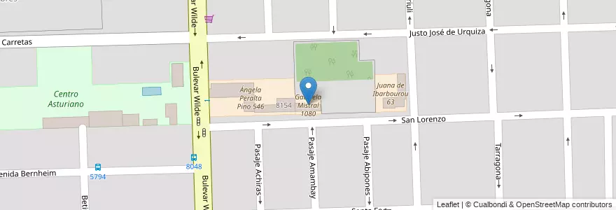 Mapa de ubicacion de Gabriela Mistral 1080 en الأرجنتين, سانتا في, Departamento Rosario, Municipio De Rosario, روساريو.
