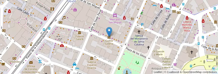 Mapa de ubicacion de Gadda Galeria S.l. en スペイン, アラゴン州, サラゴサ, Zaragoza, サラゴサ.