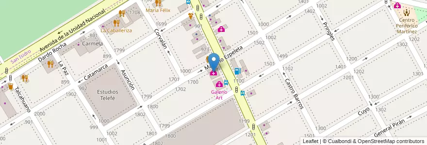 Mapa de ubicacion de Galeno Art en Argentina, Buenos Aires, Partido De San Isidro, Martínez.