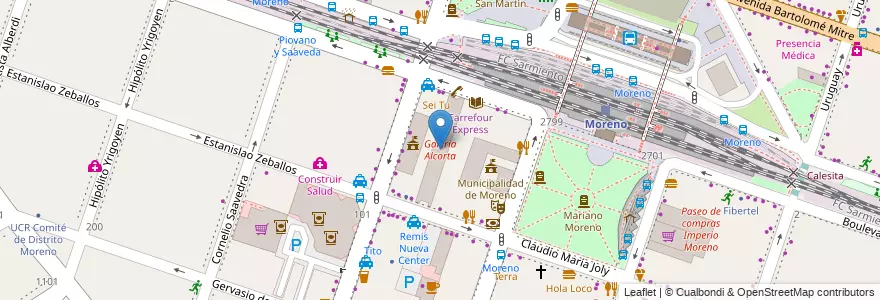 Mapa de ubicacion de Galeria Alcorta en アルゼンチン, ブエノスアイレス州, Partido De Moreno, Moreno.