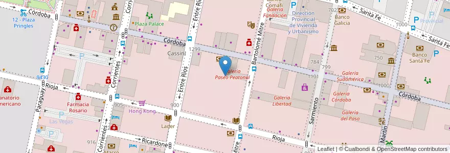 Mapa de ubicacion de Galeria Angel Garcia en Argentinië, Santa Fe, Departamento Rosario, Municipio De Rosario, Rosario.