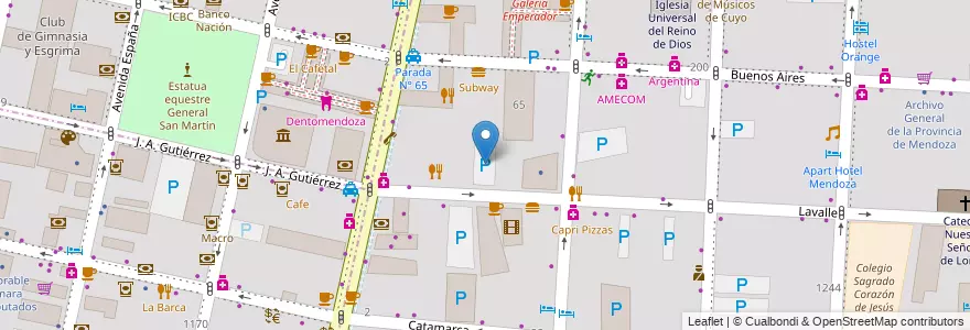 Mapa de ubicacion de Galería atras en 阿根廷, 智利, Mendoza, Departamento Capital, Ciudad De Mendoza, Sección 3ª Parque O'Higgins.