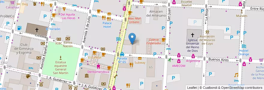 Mapa de ubicacion de Galeria Bamac en Аргентина, Чили, Мендоса, Departamento Capital, Ciudad De Mendoza, Sección 3ª Parque O'Higgins.