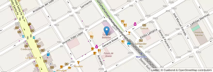 Mapa de ubicacion de Galería Battelini en Argentina, Provincia Di Buenos Aires, Partido De San Isidro, Martínez.