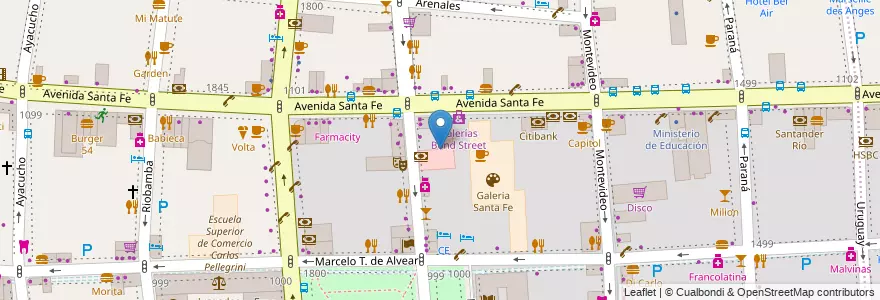 Mapa de ubicacion de Galeria Bond Street, Recoleta en 아르헨티나, Ciudad Autónoma De Buenos Aires, Comuna 2, 부에노스아이레스.