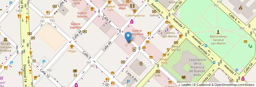 Mapa de ubicacion de Galeria, Casco Urbano en Argentina, Provincia Di Buenos Aires, Partido De La Plata, La Plata.