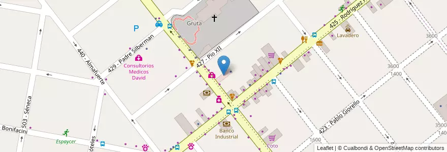 Mapa de ubicacion de Galeria Comercial en アルゼンチン, ブエノスアイレス州, Partido De Tres De Febrero, Santos Lugares.