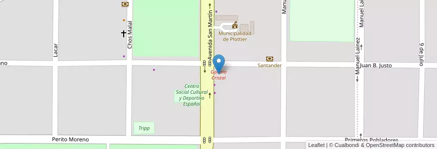 Mapa de ubicacion de Galeria Cristal en Arjantin, Şili, Neuquén, Departamento Confluencia, Municipio De Plottier, Plottier.