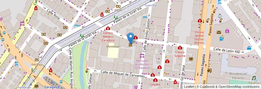 Mapa de ubicacion de Galería de Arte Agrupación Artística Aragonesa en スペイン, アラゴン州, サラゴサ, Zaragoza, サラゴサ.