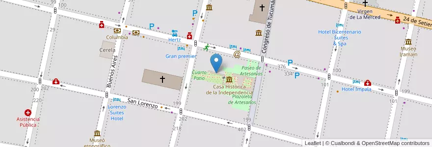 Mapa de ubicacion de Galería de Homenajes en الأرجنتين, Tucumán, San Miguel De Tucumán, Departamento Capital, San Miguel De Tucumán.