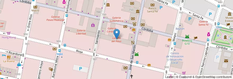 Mapa de ubicacion de Galería del Paso en Аргентина, Санта-Фе, Departamento Rosario, Municipio De Rosario, Росарио.