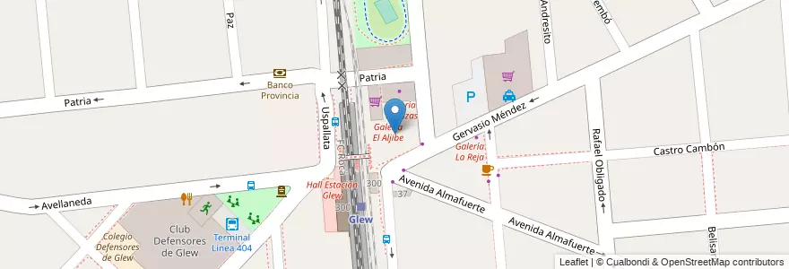 Mapa de ubicacion de Galería El Aljibe en Argentina, Buenos Aires, Partido De Almirante Brown, Glew.