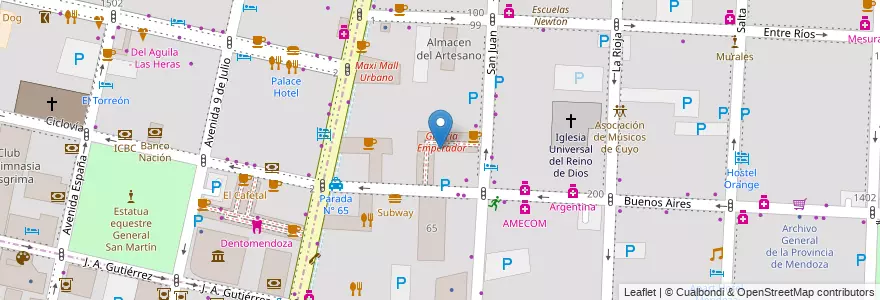 Mapa de ubicacion de Galeria Emperador en Argentina, Chile, Mendoza, Departamento Capital, Ciudad De Mendoza, Sección 3ª Parque O'Higgins.