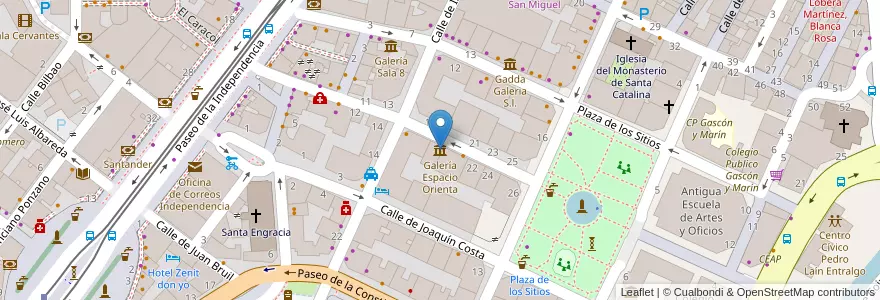 Mapa de ubicacion de Galería Espacio Orienta en Испания, Арагон, Сарагоса, Zaragoza, Сарагоса.