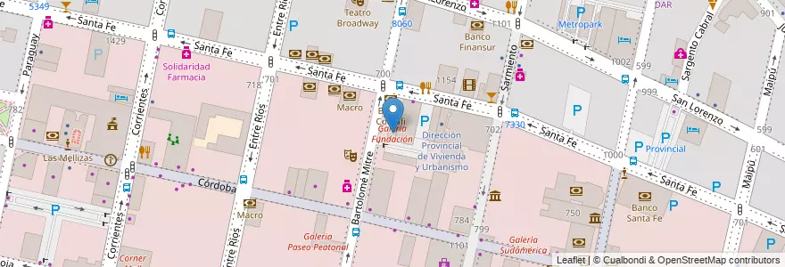 Mapa de ubicacion de Galería Fundación en Аргентина, Санта-Фе, Departamento Rosario, Municipio De Rosario, Росарио.
