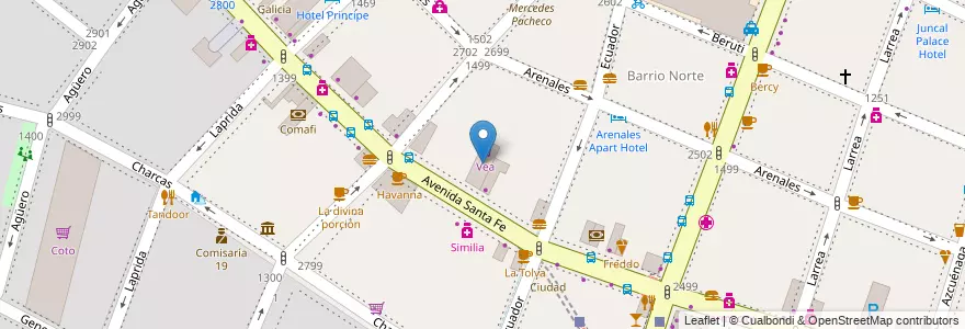Mapa de ubicacion de Galería Guido Spano, Recoleta en 아르헨티나, Ciudad Autónoma De Buenos Aires, Comuna 2, 부에노스아이레스.