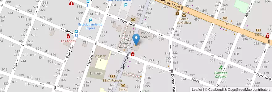 Mapa de ubicacion de Galeria Hotel Roma en آرژانتین, استان بوئنوس آیرس, Partido De Pergamino.