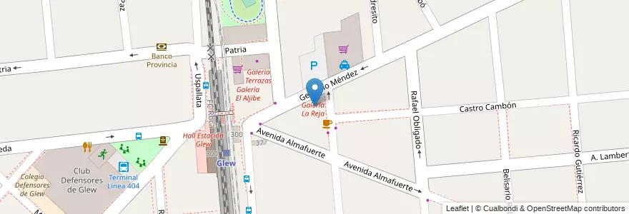 Mapa de ubicacion de Galería La Reja en Argentina, Provincia Di Buenos Aires, Partido De Almirante Brown, Glew.