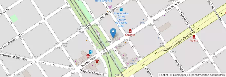 Mapa de ubicacion de Galería La Toscana en Argentinien, Santa Fe, Departamento Caseros, Municipio De Casilda, Casilda.