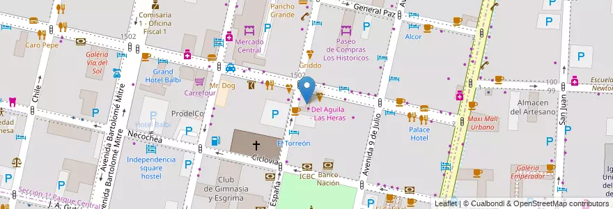 Mapa de ubicacion de Galería Las Heras en الأرجنتين, تشيلي, Mendoza, Departamento Capital, Ciudad De Mendoza.