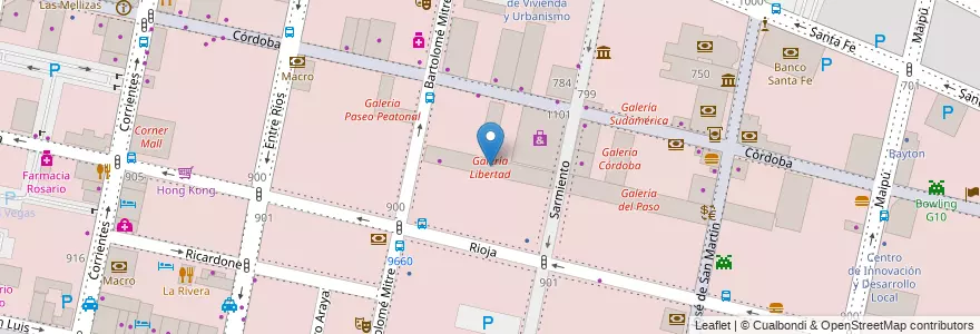 Mapa de ubicacion de Galería Libertad en Argentine, Santa Fe, Departamento Rosario, Municipio De Rosario, Rosario.