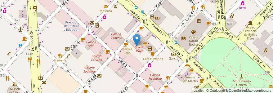 Mapa de ubicacion de Galeria Mayo, Casco Urbano en アルゼンチン, ブエノスアイレス州, Partido De La Plata, La Plata.
