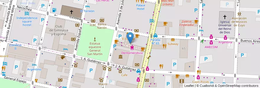 Mapa de ubicacion de Galería Mendoza en Argentine, Chili, Mendoza, Departamento Capital, Ciudad De Mendoza.